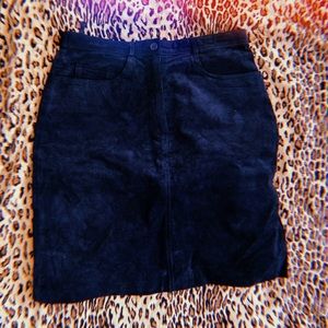 vintage black genuine suede skirt